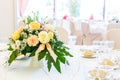 Tables decorated for wedding reception Royalty Free Stock Photo