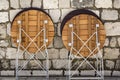 Tables are folded leaning against a wall Royalty Free Stock Photo