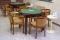 Tables with green cloth for card games