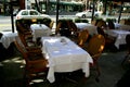 Tables placed on the street. Royalty Free Stock Photo