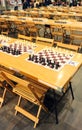 Tables prepared for a simultaneous chess games tournament