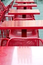 Tables of a red bar