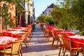 Tables restaurant terrace  Gyor Hungary Royalty Free Stock Photo