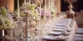 Tables set for celebration or wedding reception. luxury elegant table Royalty Free Stock Photo