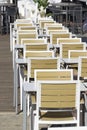 Tables of a terrace arranged in a row Royalty Free Stock Photo