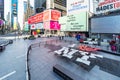 Tables in Times Square NYC spell out I love NY during the Covid-19 pandemic lockdown