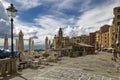 Tables and umbrellas on the Camogli waterfront