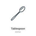 Tablespoon outline vector icon. Thin line black tablespoon icon, flat vector simple element illustration from editable kitchen