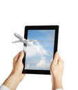 Tablet with airplane