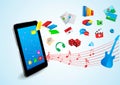 Tablet and application icons Royalty Free Stock Photo