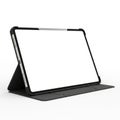 Tablet with blank screen in a black stand case isolated on white background Royalty Free Stock Photo