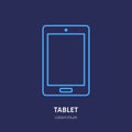 Tablet with blank screen flat line style icon. Wireless technology, mobile device sign. Vector illustration of Royalty Free Stock Photo