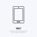 Tablet with blank screen flat line style icon. Wireless technology, mobile device sign. Vector illustration of Royalty Free Stock Photo