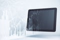 Tablet with blank screen and stock charts interface Royalty Free Stock Photo