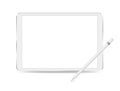 Tablet with blank screens isolated on white background. with smart pencil mockup to showcase your work in modern style