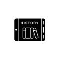 Tablet books history icon. Simple online study icons for ui and ux website or mobile application