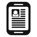 Tablet candidate person icon simple vector. Search human staff