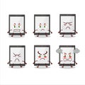 Tablet cartoon character with various angry expressions