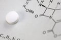 Tablet and chemical formula Royalty Free Stock Photo