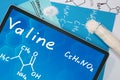 Tablet with the chemical formula of Valine. Royalty Free Stock Photo