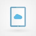 Tablet and cloud. Concept of cloud computing. Vector illustration, flat design Royalty Free Stock Photo