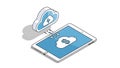 A tablet with a cloud icon on its screen syncing with a cloud storage service Royalty Free Stock Photo