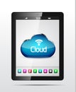 Vector tablet cloud storage concept