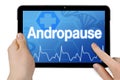 Tablet computer with andropause Royalty Free Stock Photo