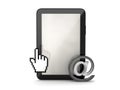 Tablet computer, cursor hand and e-mail sign Royalty Free Stock Photo