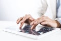 Tablet computer for financial data analysis Royalty Free Stock Photo