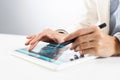 Tablet computer for financial data analysis Royalty Free Stock Photo