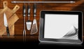 Tablet Computer in the Kitchen Royalty Free Stock Photo