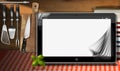 Tablet Computer in the Kitchen Royalty Free Stock Photo