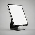 Tablet computer on stand isolated on white background Royalty Free Stock Photo
