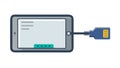 Tablet Connected Via USB Cable for Data Transfer, vector design Generative AI Royalty Free Stock Photo