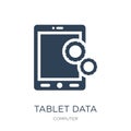 tablet data settings icon in trendy design style. tablet data settings icon isolated on white background. tablet data settings