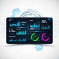 Tablet displaying data analytics dashboard with digital charts and graphs Royalty Free Stock Photo