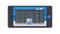 Tablet Displaying Data Center Racks, Cloud Hosting, vector design Generative AI Royalty Free Stock Photo