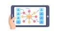 Tablet Displaying Digital Brainstorming Network, vector design Generative AI Royalty Free Stock Photo