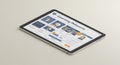Tablet displaying an e-learning platform interface. The screen shows multiple Royalty Free Stock Photo