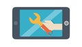 Tablet displaying a hand and wrench icon, for device maintenance, vector design Generative AI Royalty Free Stock Photo