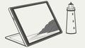 Tablet displaying a lighthouse, travel navigation concept, vector design Generative AI Royalty Free Stock Photo