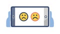 Tablet Displaying Sad and Angry Emoji Faces, Mood Indicator, vector design Generative AI Royalty Free Stock Photo