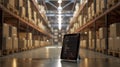 The tablet in warehouse.AI generated image Royalty Free Stock Photo