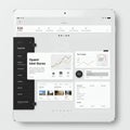 Tablet displaying a user interface with a modern, clean design. Features include a side Royalty Free Stock Photo