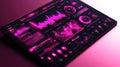 Tablet displaying vibrant data visualizations. Complex graphs and charts in fuchsia Royalty Free Stock Photo
