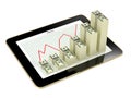 Tablet - dollar bar graphs showing profit grow