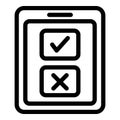 Tablet election icon outline vector. Vote poll