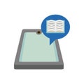 Tablet electronic with speech bubble and ebook