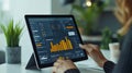 Tablet with financial analytics dashboard